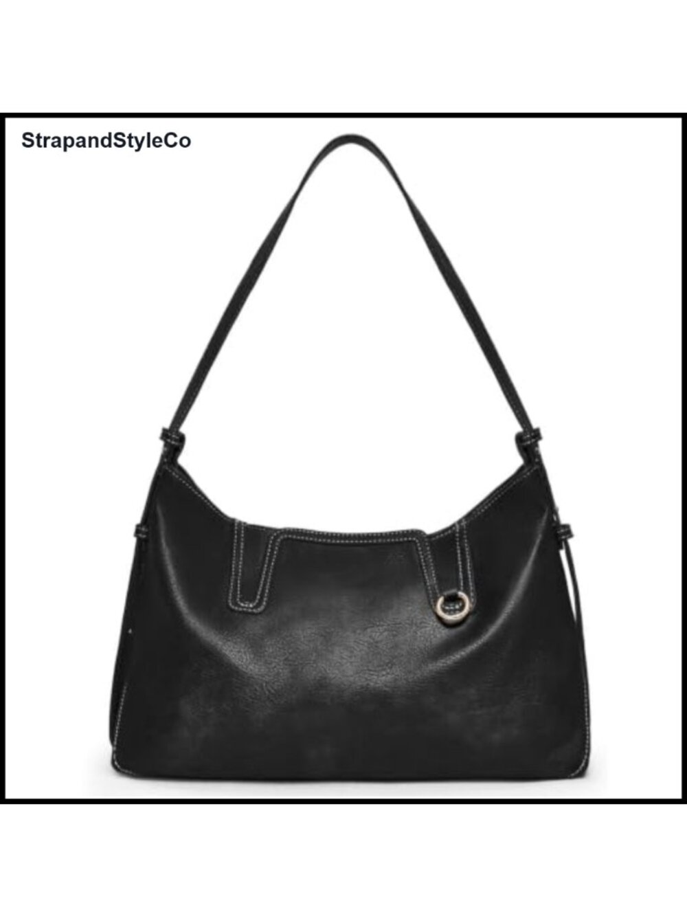 Faux Leather Hobo Shoulder Bag Large Slouchy Tote for Travel Work